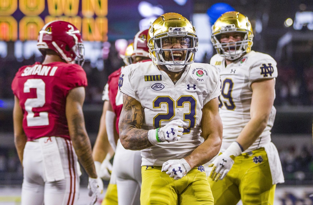 Notre Dame RB Kyren Williams celebrates